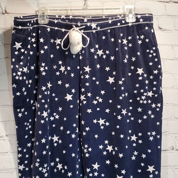 Layla velour navy blue with stars sleep pants - Picture 2 of 9